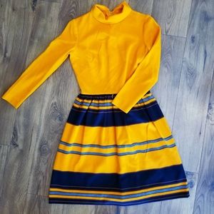 Vintage 1970's Mod Stripe Turtleneck Dress